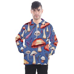 Nature s Own Wooden Mushroom Men s Half Zip Pullover by GardenOfOphir