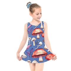 Nature s Own Wooden Mushroom Kids  Skater Dress Swimsuit by GardenOfOphir