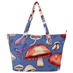 Nature s Own Wooden Mushroom Full Print Shoulder Bag by GardenOfOphir