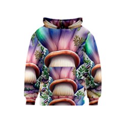 Forestcore Mushroom Kids  Pullover Hoodie by GardenOfOphir