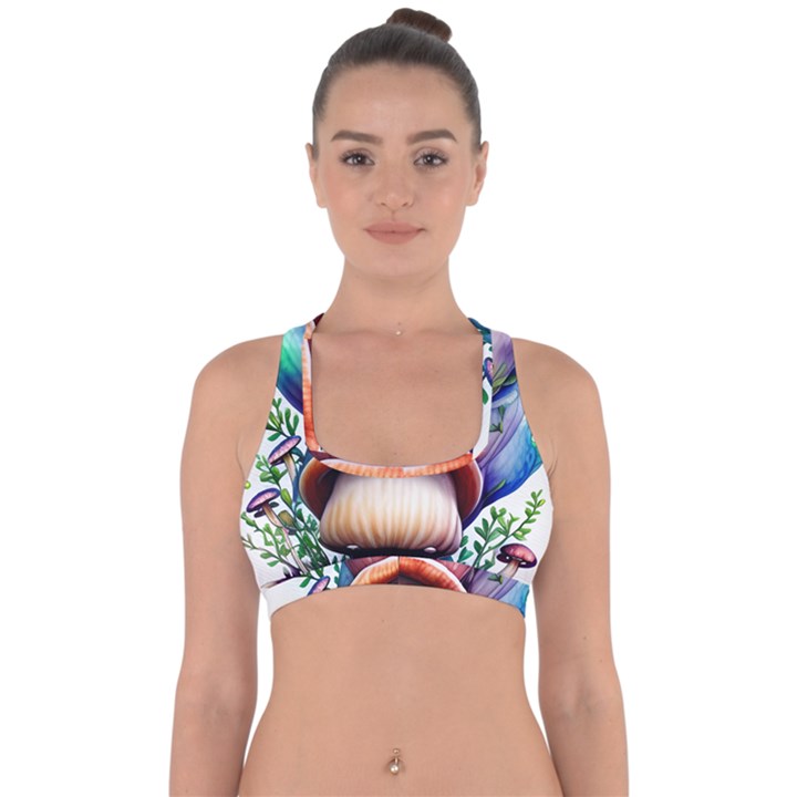 Forestcore Mushroom Cross Back Hipster Bikini Top 