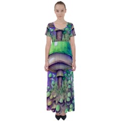 Farmcore Mushroom High Waist Short Sleeve Maxi Dress by GardenOfOphir