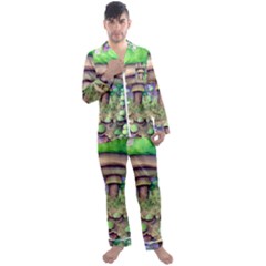 Farmcore Mushroom Men s Long Sleeve Satin Pajamas Set by GardenOfOphir