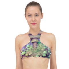 Farmcore Mushroom High Neck Bikini Top by GardenOfOphir