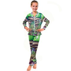 Farmcore Mushroom Kid s Satin Long Sleeve Pajamas Set by GardenOfOphir