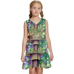 Farmcore Mushroom Kids  Sleeveless Tiered Mini Dress by GardenOfOphir