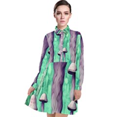 Witchy Mushroom Long Sleeve Chiffon Shirt Dress by GardenOfOphir