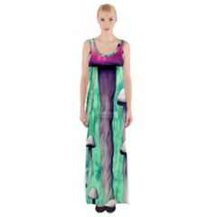 Witchy Mushroom Thigh Split Maxi Dress by GardenOfOphir