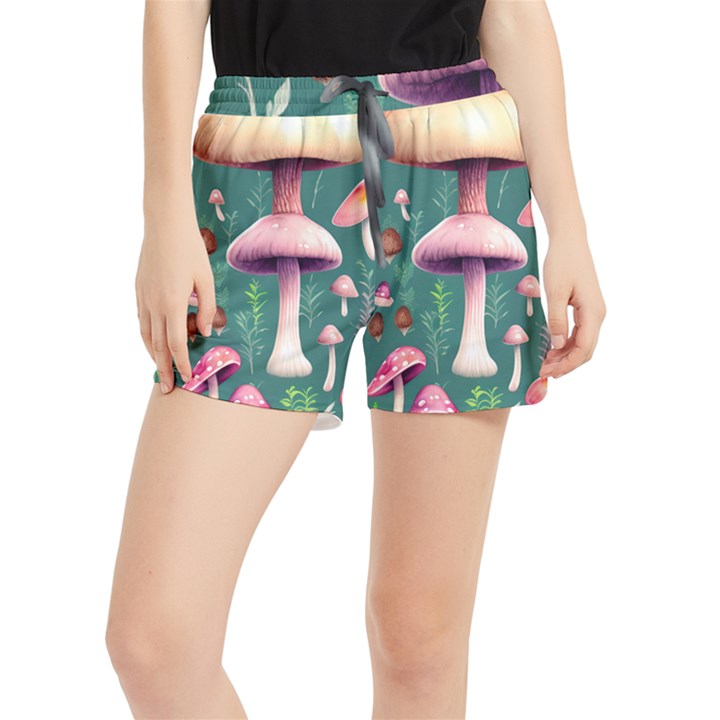 Tiny Historical Mushroom Women s Runner Shorts