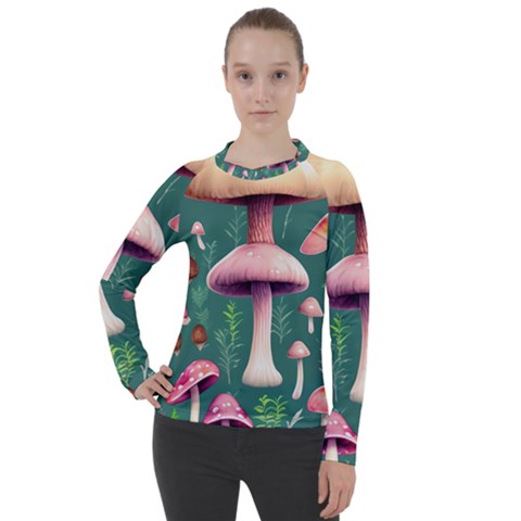 Tiny Historical Mushroom Women s Pique Long Sleeve Tee by GardenOfOphir