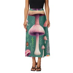 Tiny Historical Mushroom Classic Midi Chiffon Skirt by GardenOfOphir