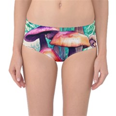 Witchy Mushrooms In The Woods Mid-waist Bikini Bottoms by GardenOfOphir