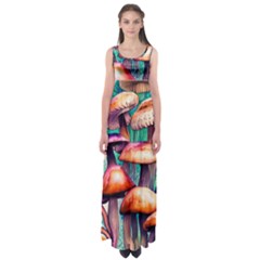 Witchy Mushrooms In The Woods Empire Waist Maxi Dress by GardenOfOphir