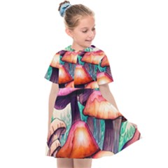 Witchy Mushrooms In The Woods Kids  Sailor Dress by GardenOfOphir