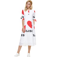 I Love Melissa Bow Sleeve Chiffon Midi Dress by ilovewhateva