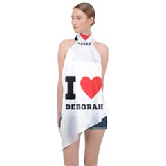 I Love Deborah Halter Asymmetric Satin Top by ilovewhateva