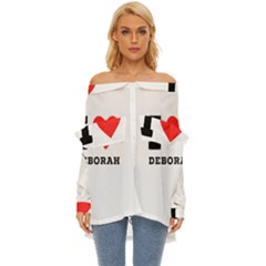 I Love Deborah Off Shoulder Chiffon Pocket Shirt by ilovewhateva