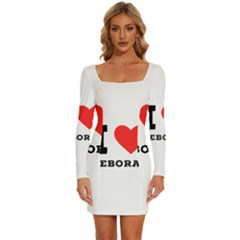 I Love Deborah Long Sleeve Square Neck Bodycon Velvet Dress by ilovewhateva