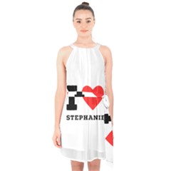 I Love Stephanie Halter Collar Waist Tie Chiffon Dress by ilovewhateva