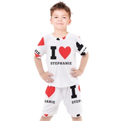 I Love Stephanie Kids  Tee And Shorts Set by ilovewhateva