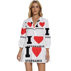 I Love Stephanie V-neck Placket Mini Dress