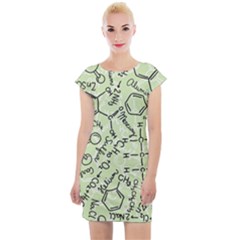 Multicolored Chemical Bond Illustration Chemistry Formula Science Cap Sleeve Bodycon Dress by Jancukart