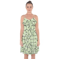 Multicolored Chemical Bond Illustration Chemistry Formula Science Ruffle Detail Chiffon Dress