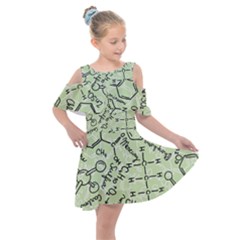 Multicolored Chemical Bond Illustration Chemistry Formula Science Kids  Shoulder Cutout Chiffon Dress