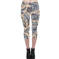 Texture Ornament Paisley Capri Leggings 