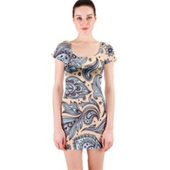 Texture Ornament Paisley Short Sleeve Bodycon Dress