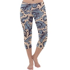 Texture Ornament Paisley Capri Yoga Leggings