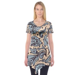 Texture Ornament Paisley Short Sleeve Tunic 