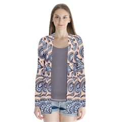 Texture Ornament Paisley Drape Collar Cardigan