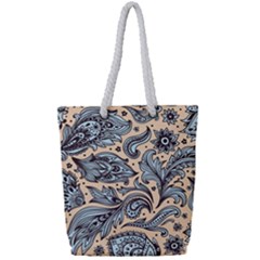 Texture Ornament Paisley Full Print Rope Handle Tote (small)