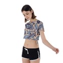 Texture Ornament Paisley Tie Back Short Sleeve Crop Tee View2