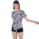 Texture Ornament Paisley Asymmetrical Short Sleeve Sports Tee View1