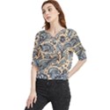 Texture Ornament Paisley Quarter Sleeve Blouse View1