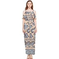 Texture Ornament Paisley Draped Sleeveless Chiffon Jumpsuit