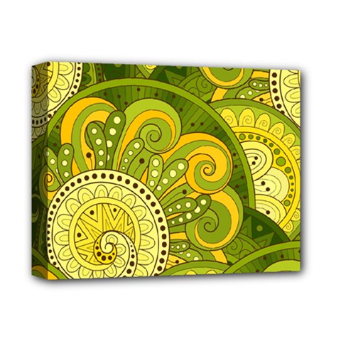 Doodles Patterns Ornament Vector Flowers Green Deluxe Canvas 14  X 11  (stretched)