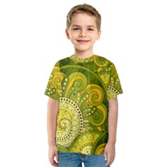 Doodles Patterns Ornament Vector Flowers Green Kids  Sport Mesh Tee