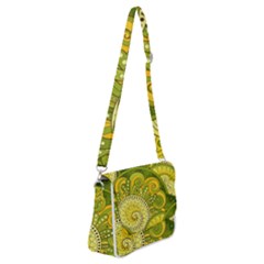 Doodles Patterns Ornament Vector Flowers Green Shoulder Bag With Back Zipper by Jancukart