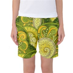 Doodles Patterns Ornament Vector Flowers Green Women s Basketball Shorts by Jancukart