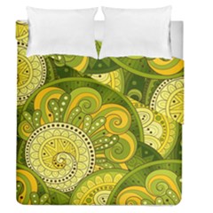 Doodles Patterns Ornament Vector Flowers Green Duvet Cover Double Side (queen Size)