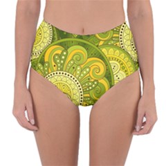 Doodles Patterns Ornament Vector Flowers Green Reversible High-waist Bikini Bottoms by Jancukart