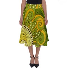 Doodles Patterns Ornament Vector Flowers Green Perfect Length Midi Skirt