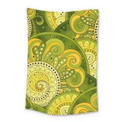 Doodles Patterns Ornament Vector Flowers Green Small Tapestry by Jancukart