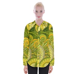 Doodles Patterns Ornament Vector Flowers Green Womens Long Sleeve Shirt