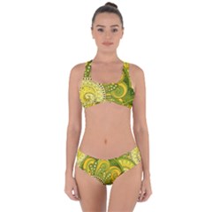 Doodles Patterns Ornament Vector Flowers Green Criss Cross Bikini Set