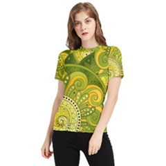 Doodles Patterns Ornament Vector Flowers Green Women s Short Sleeve Rash Guard by Jancukart