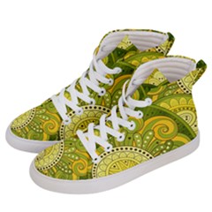 Doodles Patterns Ornament Vector Flowers Green Men s Hi-top Skate Sneakers